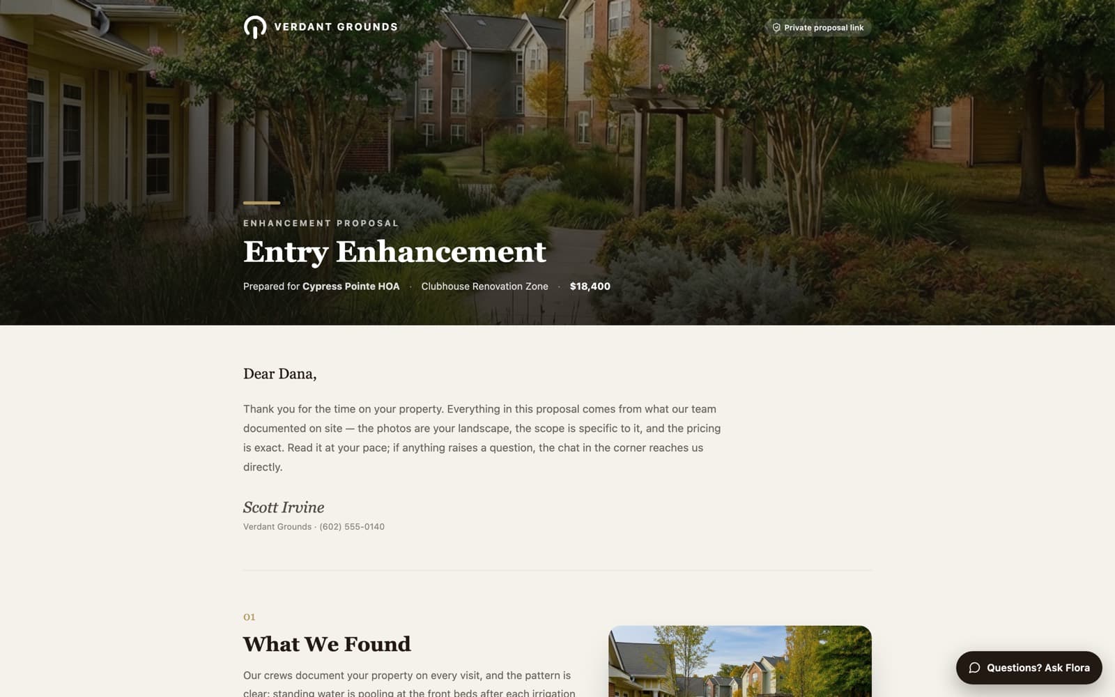 A branded proposal drafted by Bigzy