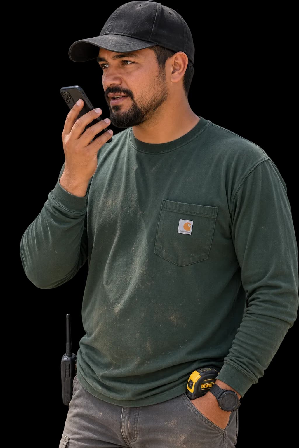 Crew member talking to Bigzy